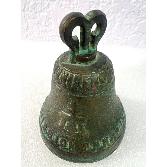 Antique Riverside Raincross Mission Inn Bell Old Vtg Forbes Bronze Souvenir - Picture 3 of 6